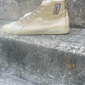 Yves Saint Laurent Cream High-Top Sneakers
